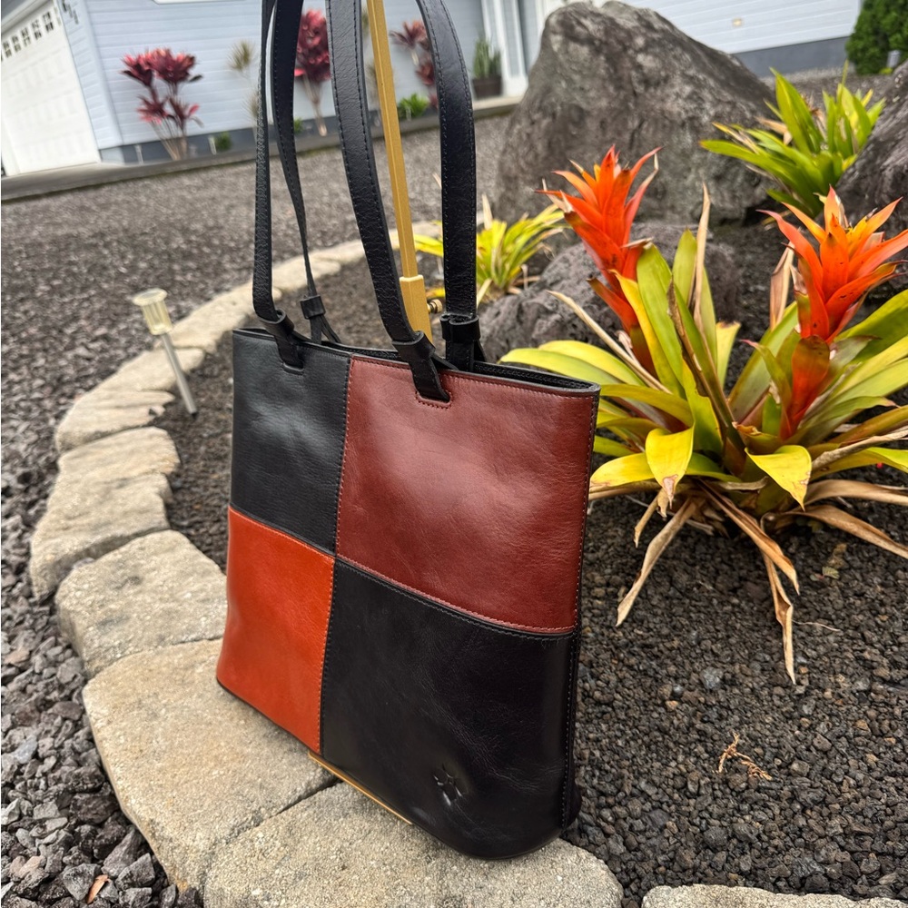 Patricia Nash NWT $249 British Veg Tan Colorblock Leather Tote - Picture 3 of 11